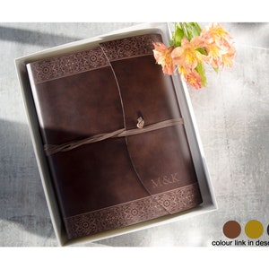Maya Fotoalbum Handarbeit Italienisches Recyclingleder Groß Rustikal, Inklusive Geschenkbox (30 cm x 24 cm x 6 cm) personalisierbar!