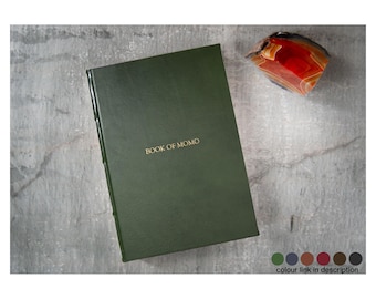 Chianti A4 Notitieboek/Schetsboek, gepersonaliseerd, Italiaans volnerf plantaardig gelooid leer, olijfgroen, met geschenkverpakking, gratis initialen gravering!