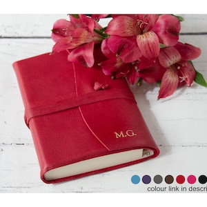 Capri Address Book Handmade Italian Leather Firebrick, Small (13cm x 9cm x 2cm) Can be Personalised