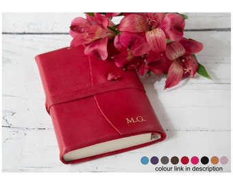Capri Personalised Handmade Italian Leather Address Book Firebrick (13x9cm) Contacts Telephone Directory A-Z Index Office Gift
