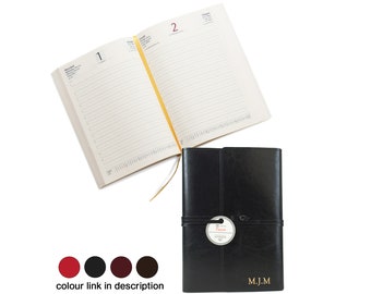 Tuscan Handmade Recycled Leather Refillable Journal 2024 Planner A5 Black (22cm x 16cm x 2cm) Can be Personalised!