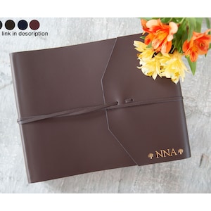 Positano Album Fotografico in Pelle Italiana Fatto a Mano Grande Cioccolato, Include Scatola Regalo (30cm x 24cm) Può essere personalizzato!