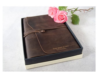 Enya A4 Personalizowany ręcznie robiony dziennik ze skóry licowej w kolorze rustykalnym, brązowy, z pudełkiem prezentowym, 400 stron (30 x 22 cm), dziennik podróży, szkicownik, prezent dla pisarzy