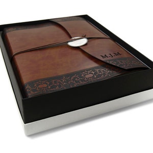 Romano Classico Photo Album Handmade Italian Recycled Leather Large Chestnut, Includes Gift Box (30cm x 24cm x 6cm) Can be personalised!