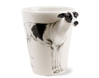 Blue Witch Greyhound Handmade Coffee Mug 8oz Black And White (10cm x 8cm) An Original Gift Idea! A Great Gift For Dog Lovers!