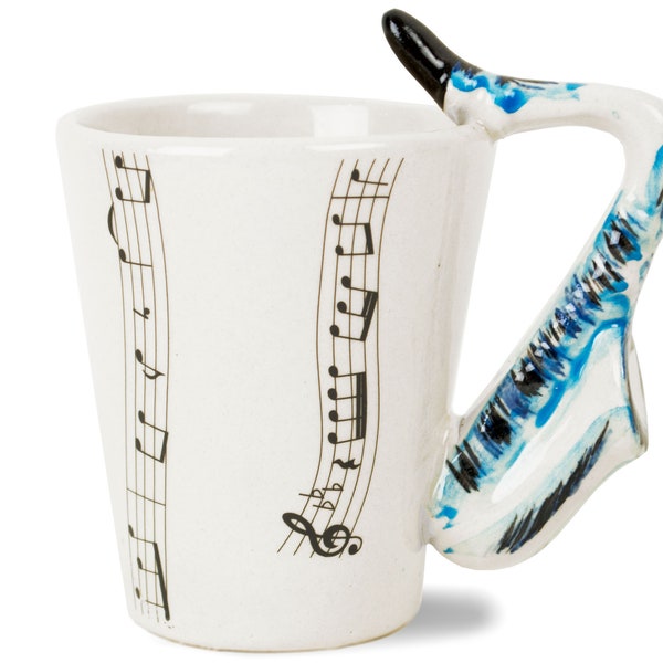 Life Arts Saxophone Handmade Hand-Painted Coffee Mug 8oz (10cm x 8cm) A Perfect Gift for A Music Lover!
