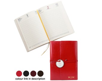Tuscan Handmade Recycled Leather Refillable Journal 2024 Planner A5 Red (22cm x 16cm x 2cm) Can be Personalised!