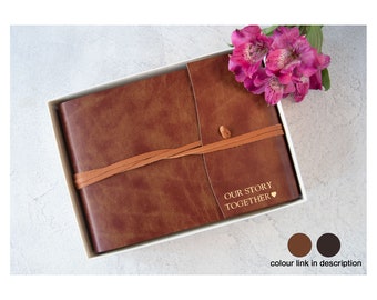 Romano Handmade Recycled Leather Wrap Photo Album Small Chestnut, Includes Italian Made Gift Box (16cm x 22cm x 6cm) Can be personalised!