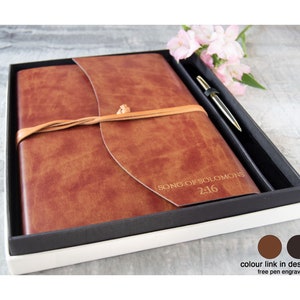 Romano A4 Handmade Italian Leather Journal Gift Set: Recycled Leather Notebook, Sketchbook, Free Engraving Pen (30x24cm) Personalised!