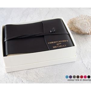 Capri Album Fotografico in Pelle Italiana Fatta a Mano Piccolo Nero, Confezione Regalo Inclusa Made in Italy (22cm x 16cm) Personalizzabile!