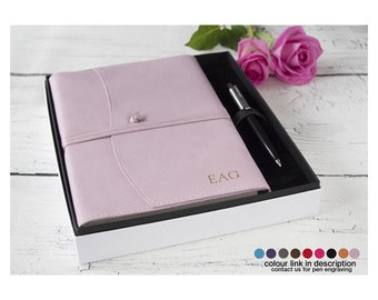 Capri Handmade Italienisches Leder nachfüllbares Journal A5 Geschenk Set Lachs, mit unserem Signature Pen (22cm x 16cm x 2cm) Kann personalisiert werden!