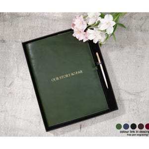 Rustico A4 Refillable Journal Gift Set Personalised Italian Full-Grain Leather Notebook Sketchbook Olive, Free Initial & Free Engraving Pen!