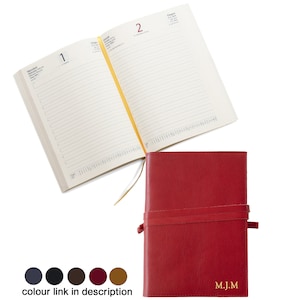 Nabucco A5 Planner 2025 Refillable Journal Handmade Italian Full-Grain Vegetable Tan Leather, Burgundy (22cm x 16cm) Can be Personalised!