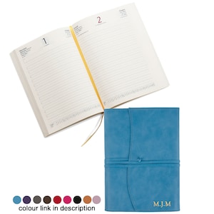 Capri A5 Planner 2025 Refillable Journal Handmade Italian Leather, Aeroblue (22cm x 16cm x 2cm) Can be Personalised!