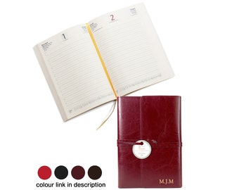 Tuscan Handmade Recycled Leather Refillable Journal 2024 Planner A5 Burgundy (22cm x 16cm x 2cm) Can be Personalised!