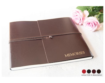 Toscaans gastenboek Gepersonaliseerde handgemaakt Italiaans gerecycled leer bruiloft inlogboek chocolade (22 x 28 cm) Gratis eerste gravure!