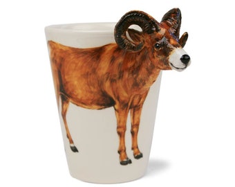 Blue Witch Ram Handmade Coffee Mug 8oz Brown (10cm x 8cm) An Original Gift Idea! A Great Gift For Animal Lovers!