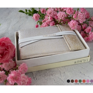 Sari Handmade Hand Bound Photo Album Small White Includes Gift Box, Wedding Photo Album (16cm x 22cm x 4cm) Can be personalised!