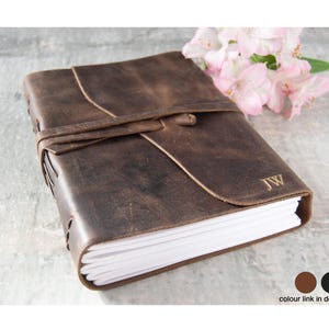 Enya A5 Personalised Handmade Full-Grain Leather Journal Rustic Tan (21x15cm) 400 Pages Travel Notebook Diary Sketchbook Writers Gift