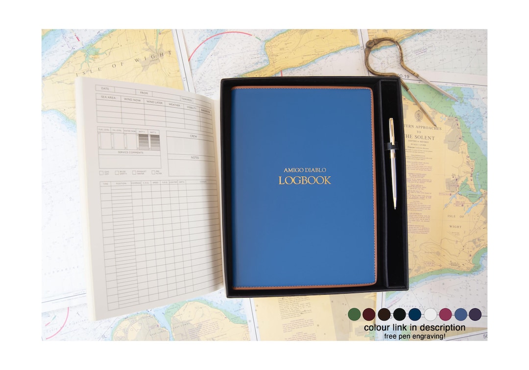 Cortona A4 Yacht Log Book Gift Set Personalised Handmade Italian ...