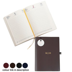 Acuto A5 Planner 2025 Refillable Journal Handmade Italian Leather, Chocolate (22cm x 16cm x 2cm) Can be Personalised!