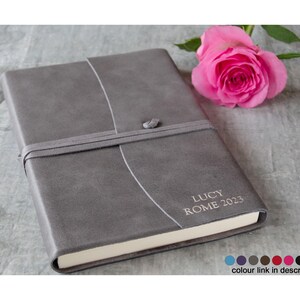 Capri A5 Journal Handmade Italian Leather, Charcoal (21cm x 15cm x 2cm) Can be Personalised!