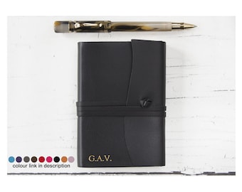Capri Personalised Handmade Italian Leather Address Book Obsidian (13x9cm) Contacts Telephone Directory, Free Initials Engraving!