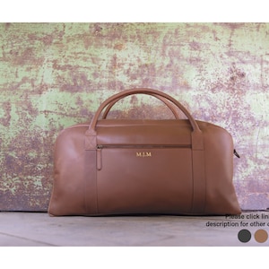 Bolso de fin de semana Wayfarer de cuero hecho a mano grande de cobre (28 cm x 53 cm x 24 cm) ¡Se puede personalizar!