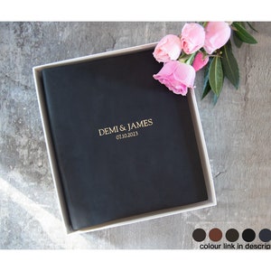 Amalfi Handmade Italian Vegetable Tan Leather Photo Album Obsidian, Includes Italian Made Gift Box (26cm x 22cm x 6cm) Can be personalised.