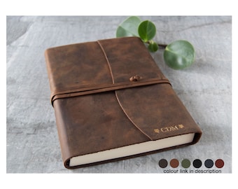 Amalfi A5 Journal Handmade Italian Vegetable Tan Leather, Rustic Tan (21cm x 15cm x 2cm) Can be Personalised!