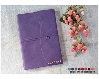 Capri Handmade Italian Leather Wrap Journal A5 Aubergine (21cm x 15cm x 2cm) Can be Personalised!