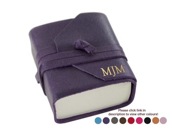 Capri Mini Personalised Handmade Italian Leather Pocket Journal Notebook Aubergine (6x6cm) 430 Pages, Free Initials Engraving!