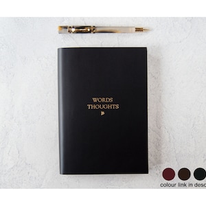 Acuto A5 Journal Handmade Italian Leather, Black (21cm x 15cm x 2cm) Can be Personalised!