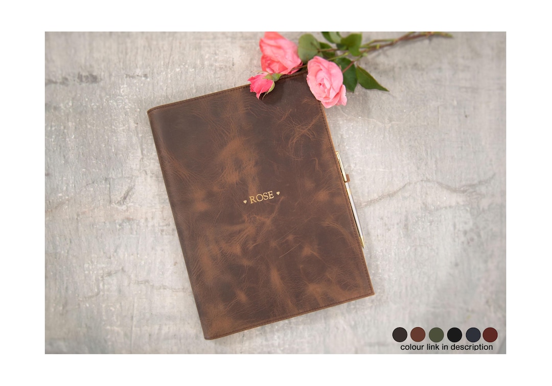 Rustic Refillable Amalfi Jazz A4 Personalised Handmade Italian Vegetable Tan Leather ...