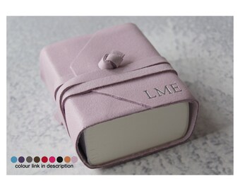 Capri Mini Personalised Handmade Italian Leather Pocket Journal Salmon, Travel Purse Notebook Writers Gift (6x6cm) 430 Pages