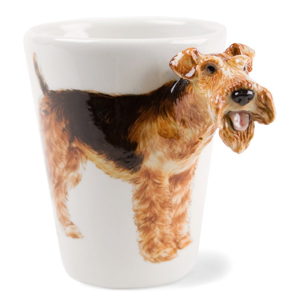 Blue Witch Tasse à Café Airedale Terrier 8oz Fait-main Noir et Tan (10cm x 8cm) Un superbe cadeau pour les amoureux des chiens!