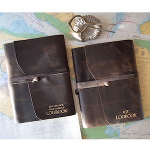 Enya A4 Yacht Log Book Personalised Handmade Full-Grain Leather Refillable Journal Rustic Wrap (31x23cm) Free Initials Engraving!