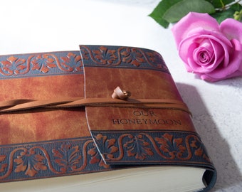 Fiore Handmade Recycled Leather Wrap Photo Album Small Chestnut, Includes Italian Made Gift Box (16cm x 22cm x 6cm) Can be personalised!