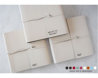 Pachino Handmade Recycled Leather Photo Album Medium Cream (22cm x 22cm x 6cm) Can be personalised.