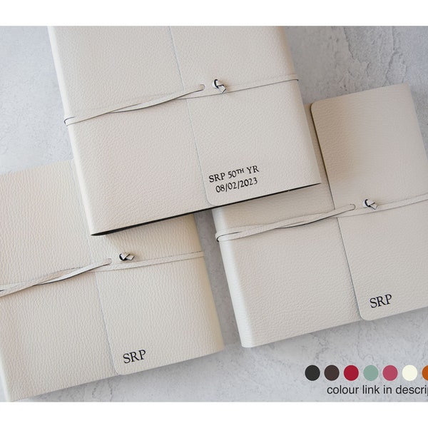 Pachino Handmade Recycled Leather Photo Album Medium Cream (22cm x 22cm x 6cm) Can be personalised.