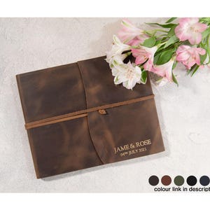 Amalfi Guest Book Handmade Italian Vegetable Tan Leather Rustic, Wedding Guest book, Visitors Book (22cm x 28cm) Can be Personalised!