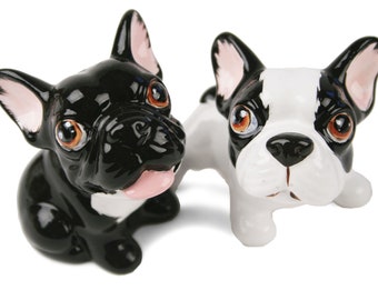 Blue Witch French Bulldog Handmade Salt & Pepper Set Mini White and Black (5cm x 6cm) An Original Gift Idea! A Great Gift For Dog Lovers!