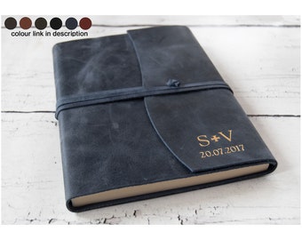 Amalfi Handmade Italian Vegetable Tan Leather Wrap Journal A5 Navy (21cm x 15cm x 2cm) Can be Personalised!