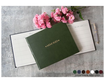 Chianti-gastenboek Gepersonaliseerde Italiaans volnerf plantaardig geelbruin leer trouwboekje olijfgroen (22 x 28 cm) Gratis initialengravure!