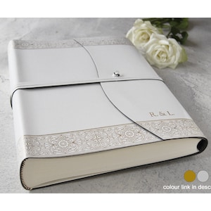 Angelus Photo Album Handmade Italian Recycled Leather Large Gold, Wedding Album Includes Gift Box (30cm x 24cm x 6cm) Can be Personalised!