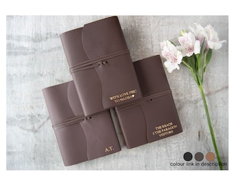 Journal Indra A5 rechargeable, fait main, cuir, chocolat (21 cm x 15 cm x 2 cm) Peut être personnalisé !