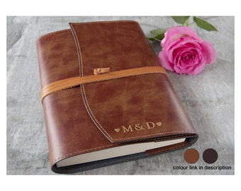 Romano Handmade Recycled Leather Wrap Refillable Journal A5 Chestnut (22cm x 16cm x 2cm) Can be Personalised!