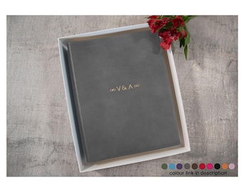 Capri Jazz-fotoalbum Gepersonaliseerde handgemaakt Italiaans leer bruiloft plakboek houtskool geschenkdoos groot (30×24 cm) Gratis eerste gravure!