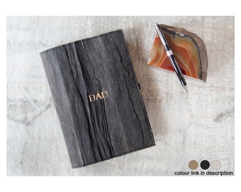 Bark A5 Personalised Handmade Vegan Leather Refillable Journal Ash (21x15cm) Travel Notebook Diary Sketchbook Writers Gift