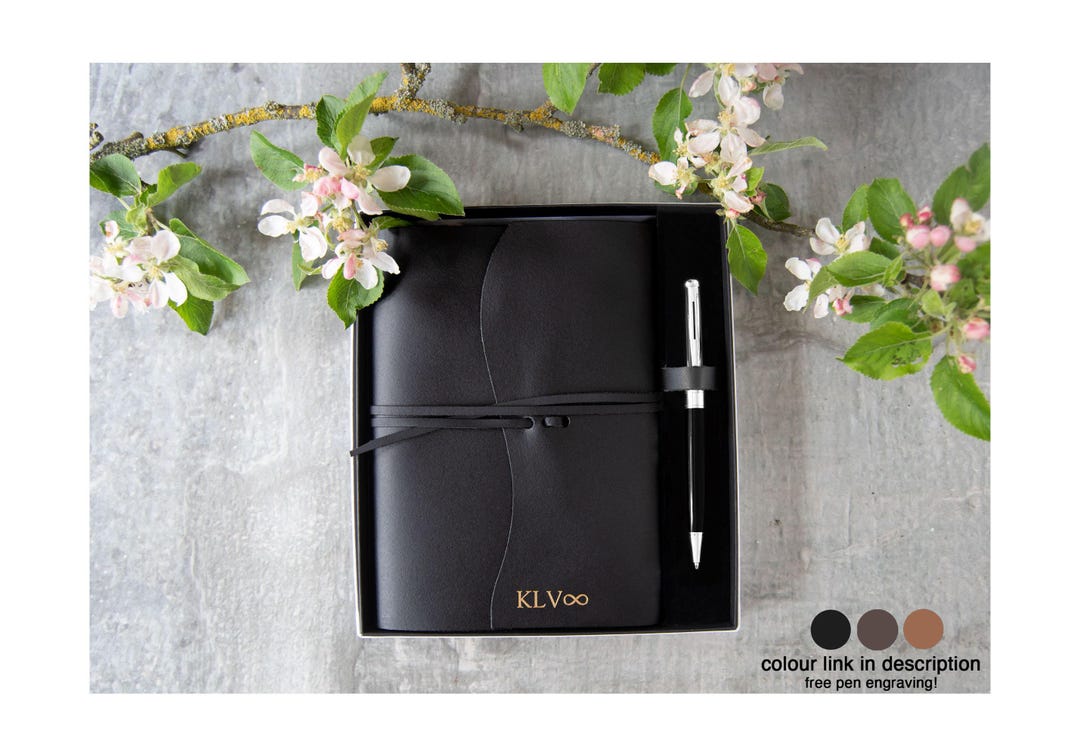Indra A5 Refillable Journal Gift Set Personalised Handmade Leather ...